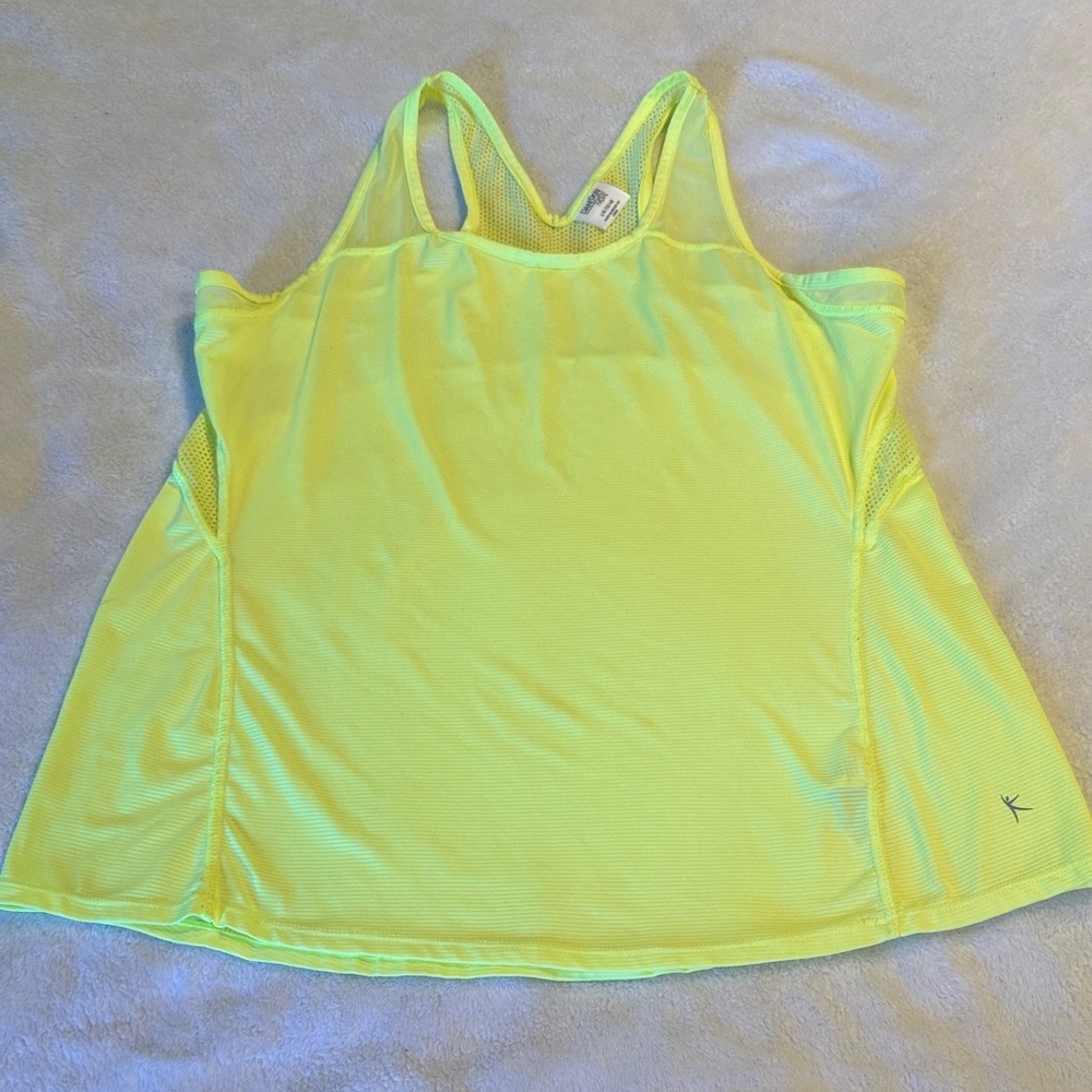 Danskin Neon Yellow Mesh Racerback Tank
